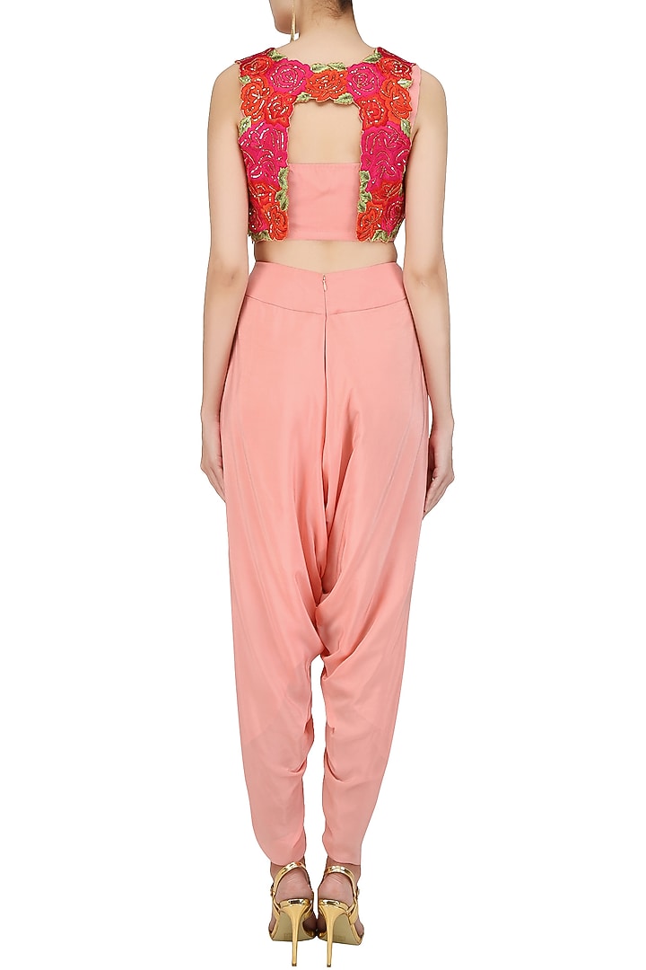 Orange ornate rosette embroidered waistcoat available only at Pernia's Pop Up Shop.