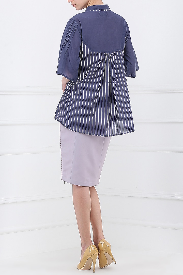 Blue block printed shirt available only at Pernia's Pop Up Shop.