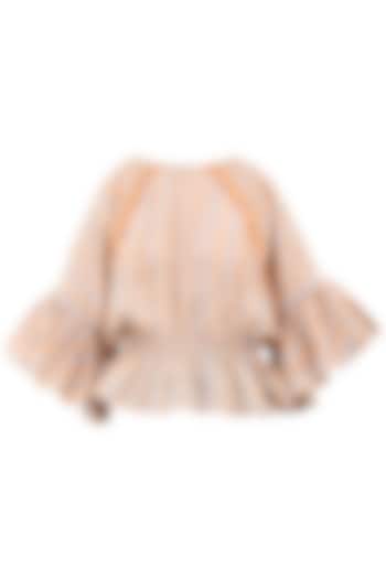 Peach block printed cold shoulder top available only at Pernia's Pop Up Shop.