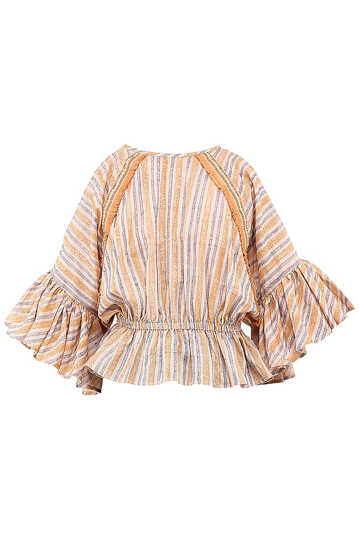 Peach block printed cold shoulder top available only at Pernia's Pop Up Shop.