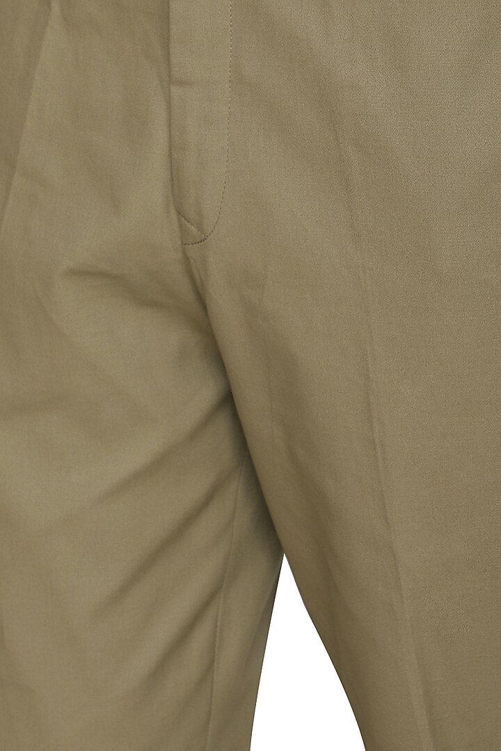 Beige Slim Fit Trouser Pants by Shikha Malik Men at Pernia's Pop Up Shop