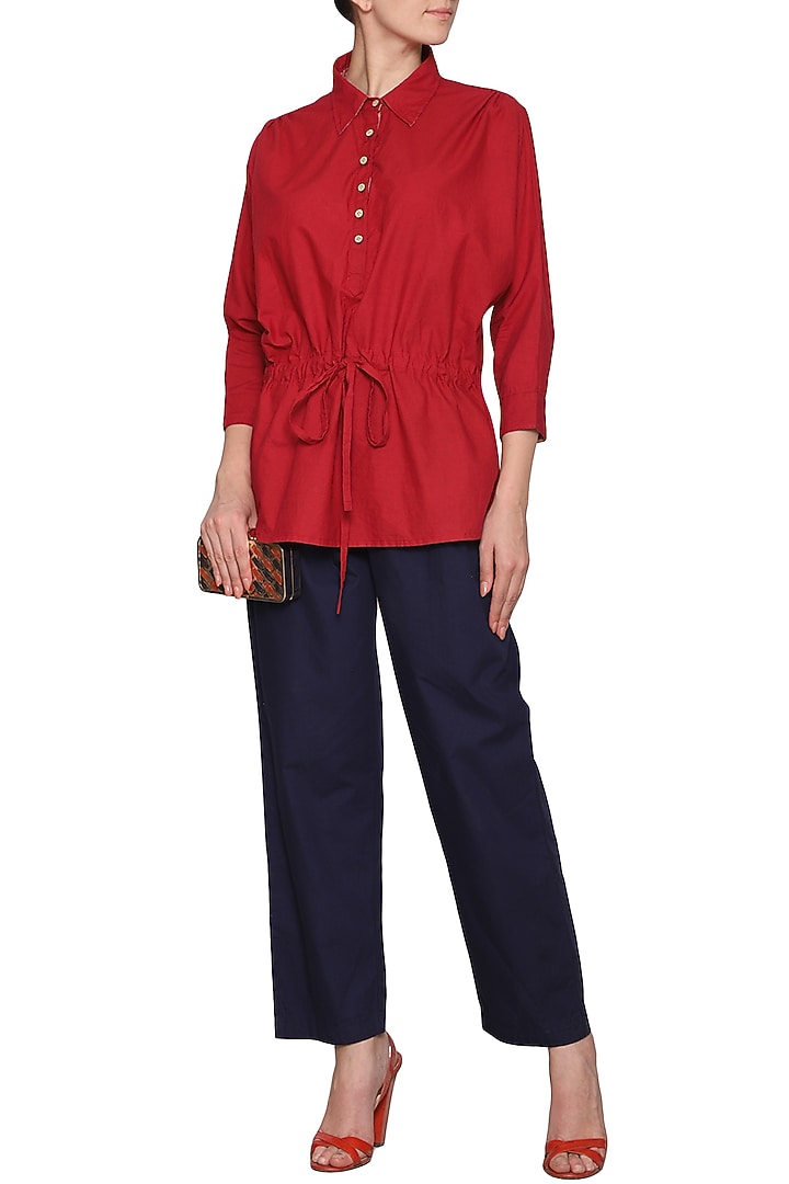 Red oversized shirt available only at Pernia's Pop Up Shop.