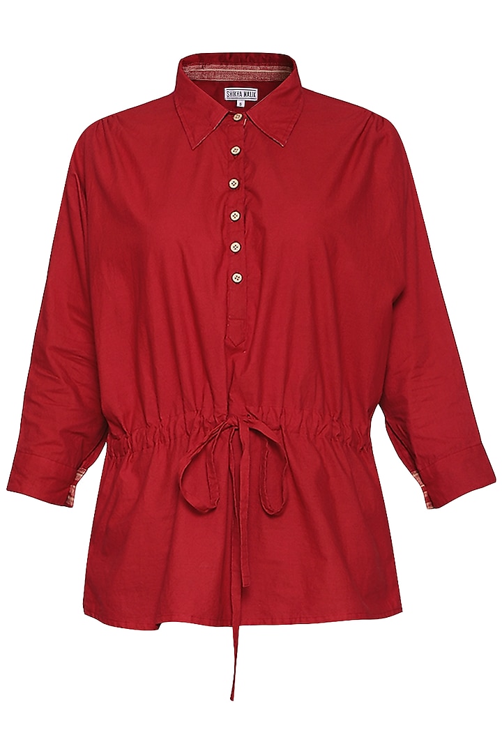 Red oversized shirt by SHIKHA MALIK