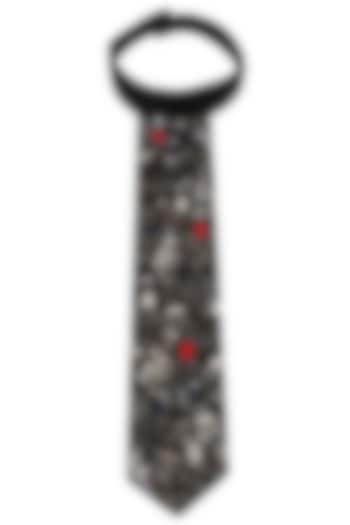 Black Zardozi Embroidered Tie by Saaksha & Kinni