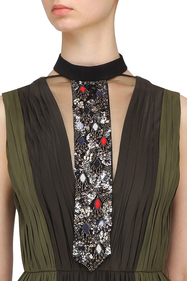 Black zardozi embroidered tie available only at Pernia's Pop Up Shop.