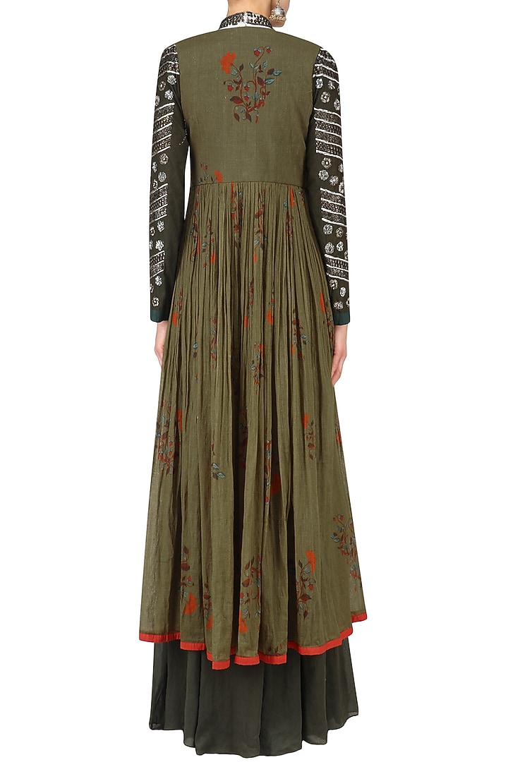 Mehendi coins and zardosi work jacket with white crop top and palazzos available only at Pernia's Pop Up Shop.