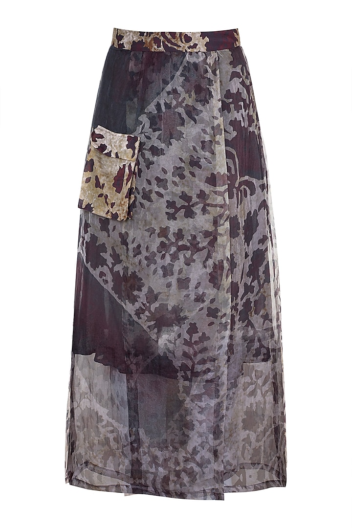 Grey & Lilac Printed Wrap Skirt by Saaksha & Kinni