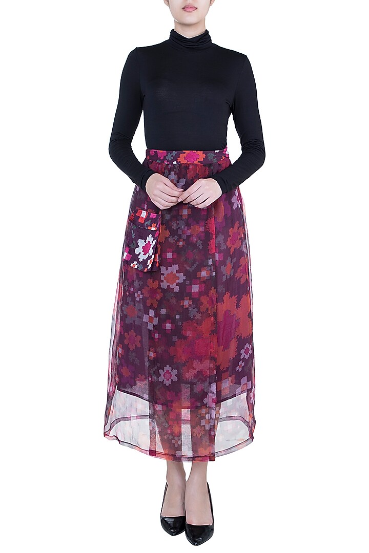 Multi Colored Printed Wrap Skirt by Saaksha & Kinni at Pernia's Pop Up Shop