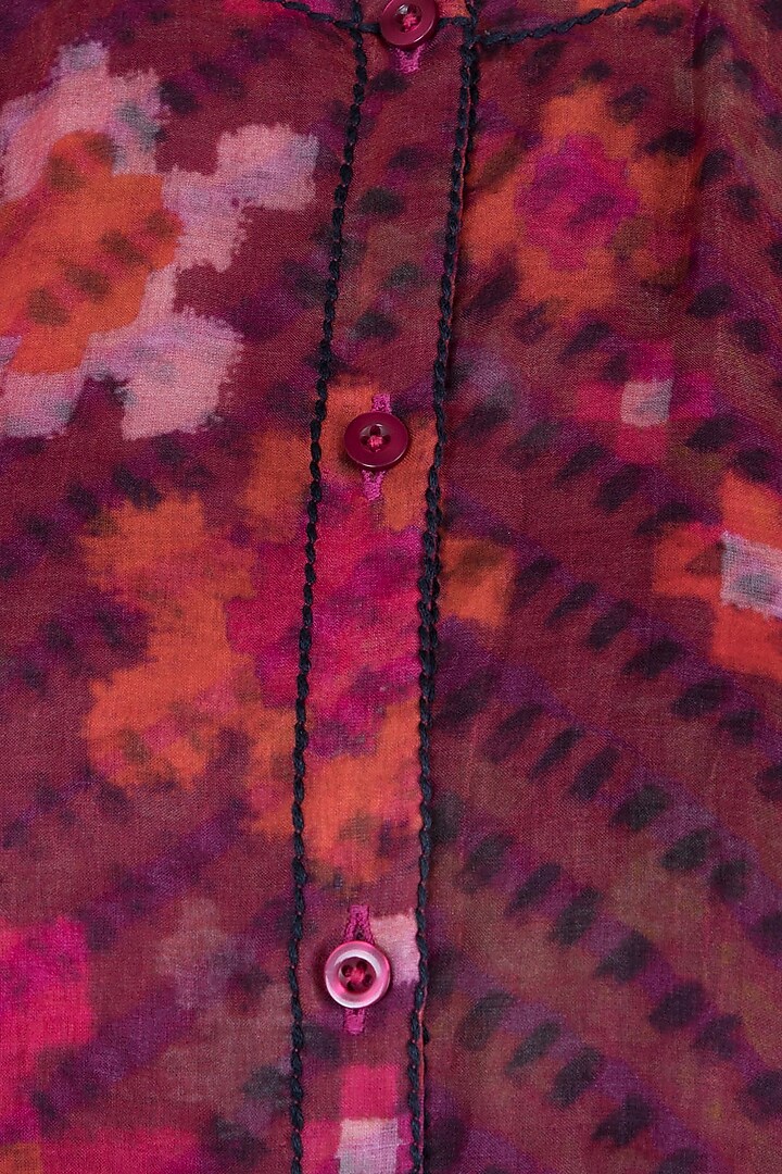 Pink Dual Printed Floral Leheriya Maxi Vacation Dress by Saaksha & Kinni at Pernia's Pop Up Shop