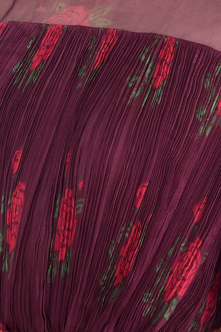 Burgundy Dual Print Leheriya Vacation Dress With Belt by Saaksha & Kinni at Pernia's Pop Up Shop
