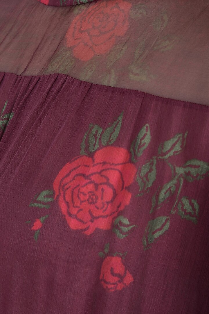 Burgundy Printed Maxi Summer Dress With Belt by Saaksha & Kinni at Pernia's Pop Up Shop