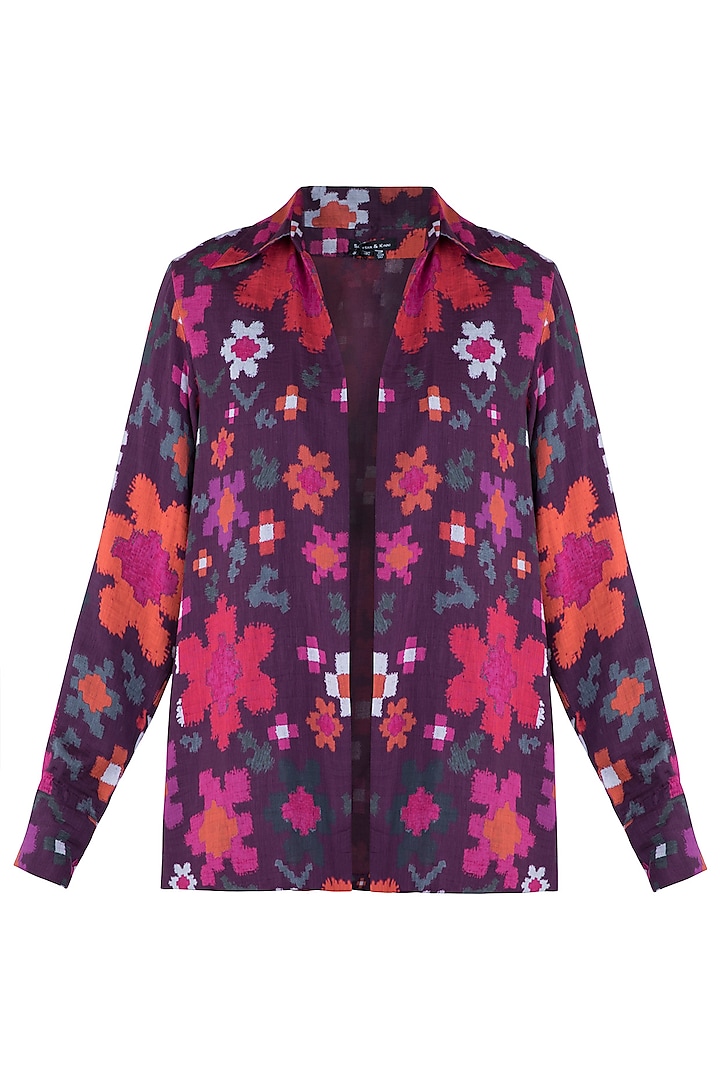 Multi Colored Floral Printed Collared Shirt by Saaksha & Kinni