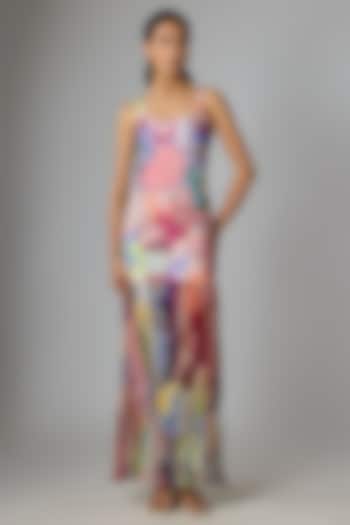 Multi-Colored Lycra & Chiffon Vacation Dress by Saaksha & Kinni at Pernia's Pop Up Shop