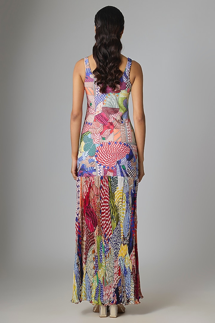 Multi-Colored Lycra & Chiffon Vacation Dress by Saaksha & Kinni at Pernia's Pop Up Shop