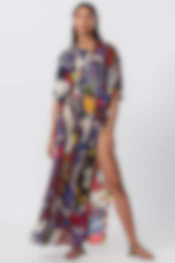 Multi-Colored Cotton Silk Abstract Printed Kaftan by Saaksha & Kinni at Pernia's Pop Up Shop