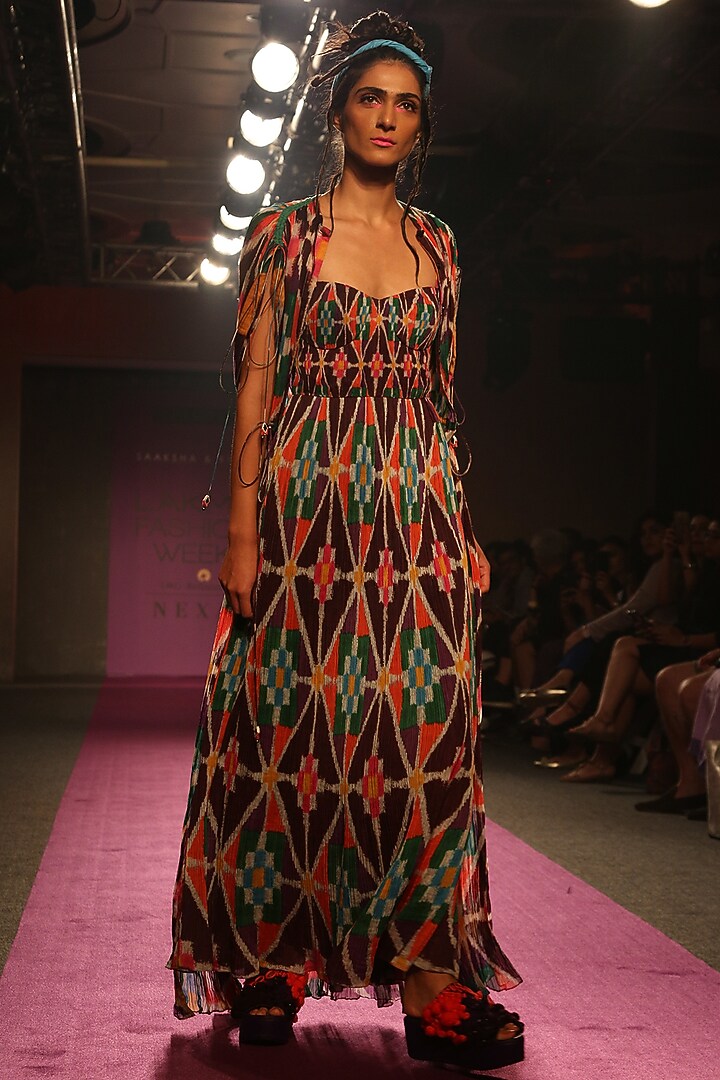 Purple Digital Printed Maxi Vacation Dress by Saaksha & Kinni at Pernia's Pop Up Shop