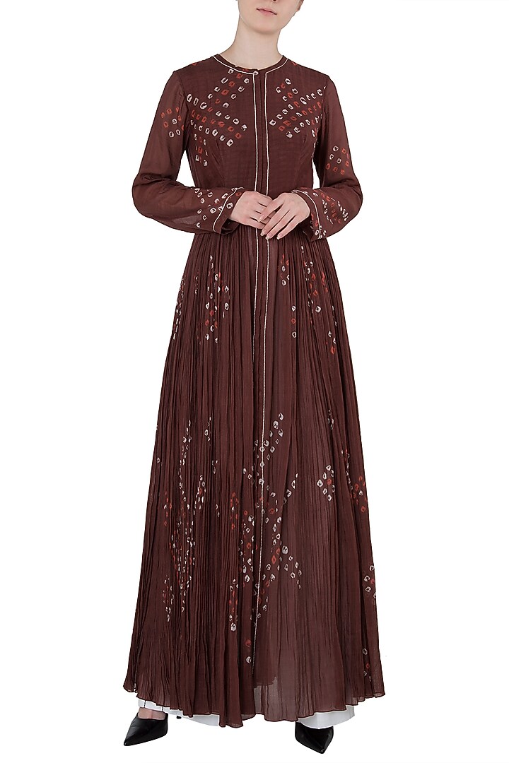 Brown bandhani print kurta available only at Pernia's Pop Up Shop.