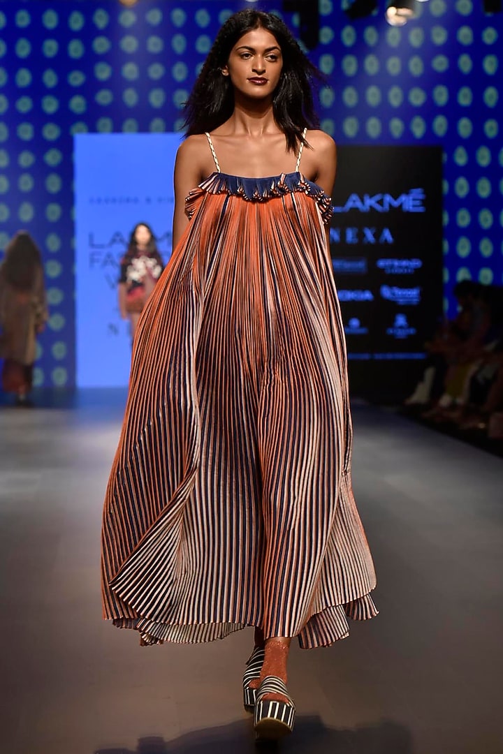 Multi-coloured micropleated maxi dress available only at Pernia's Pop Up Shop.