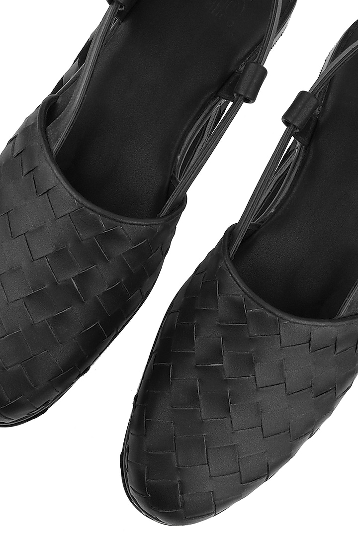 Black Leather Handmade Peshawari Sandals by SKO Men at Pernia's Pop Up Shop