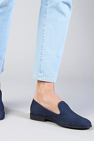 Blue Suede Leather Loafers by SKO Men