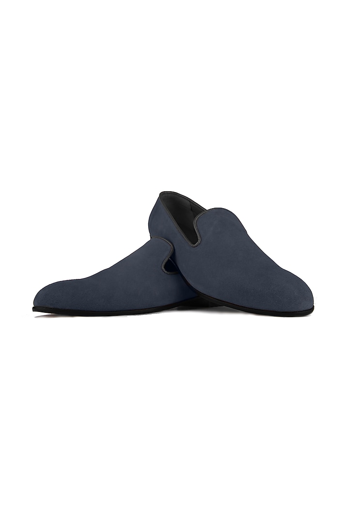 Blue Suede Leather Loafers by SKO Men at Pernia's Pop Up Shop