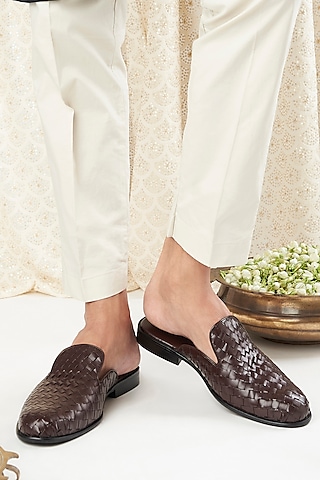 Brown Vegan Leather Handmade Mules by SKO Men