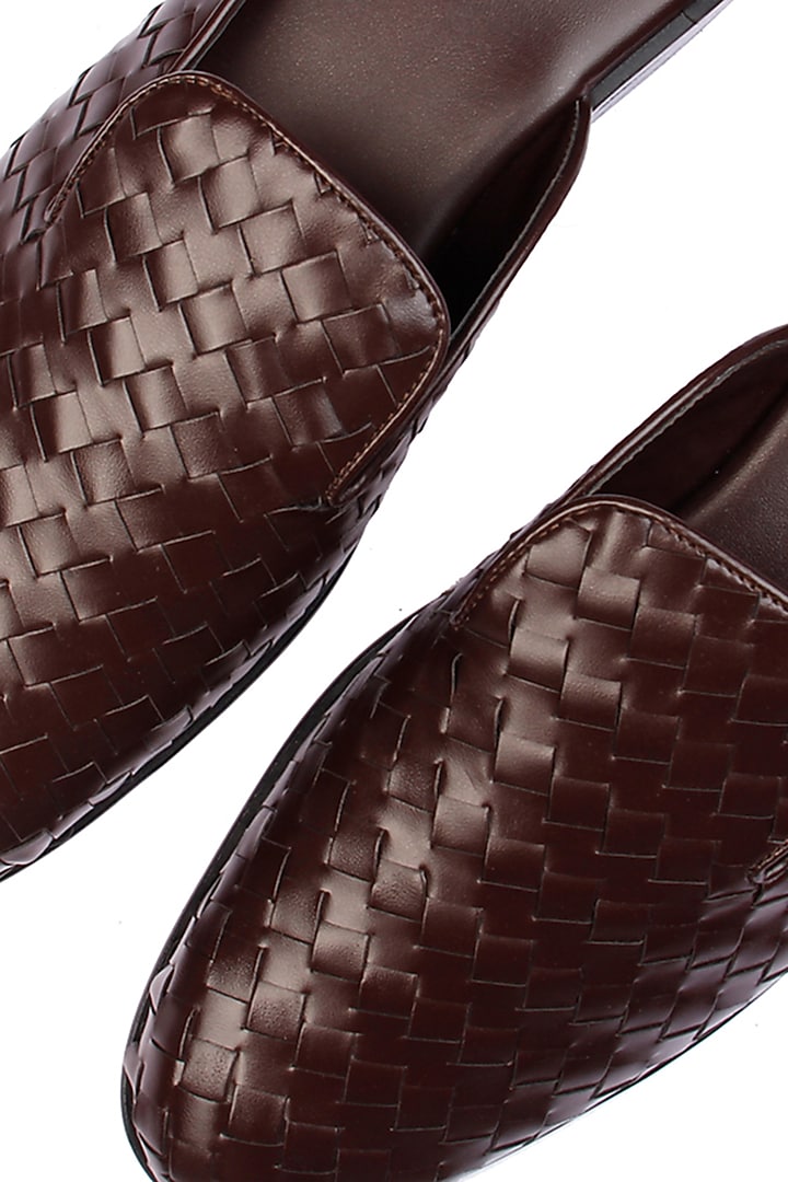 Brown Vegan Leather Handmade Mules by SKO Men at Pernia's Pop Up Shop