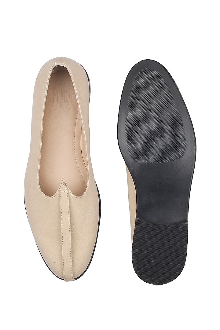 Cream Leather Handmade Mojris by SKO Men at Pernia's Pop Up Shop