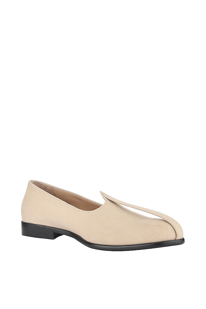 Cream Leather Handmade Mojris by SKO Men at Pernia's Pop Up Shop