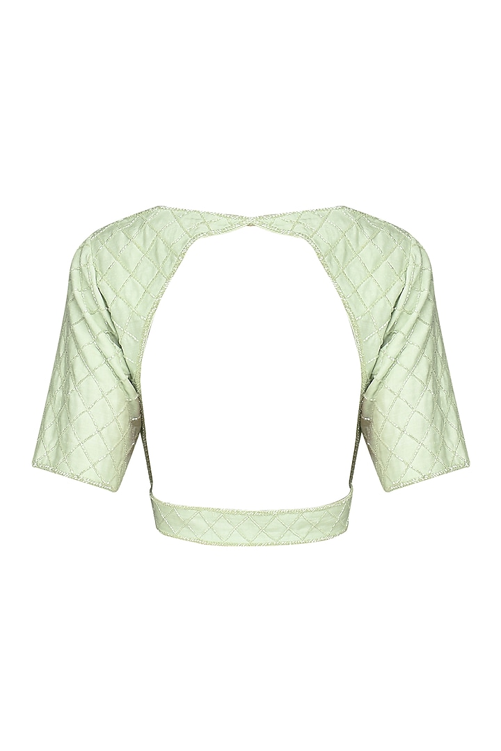 Mint embroidered saree with blouse available only at Pernia's Pop Up Shop.