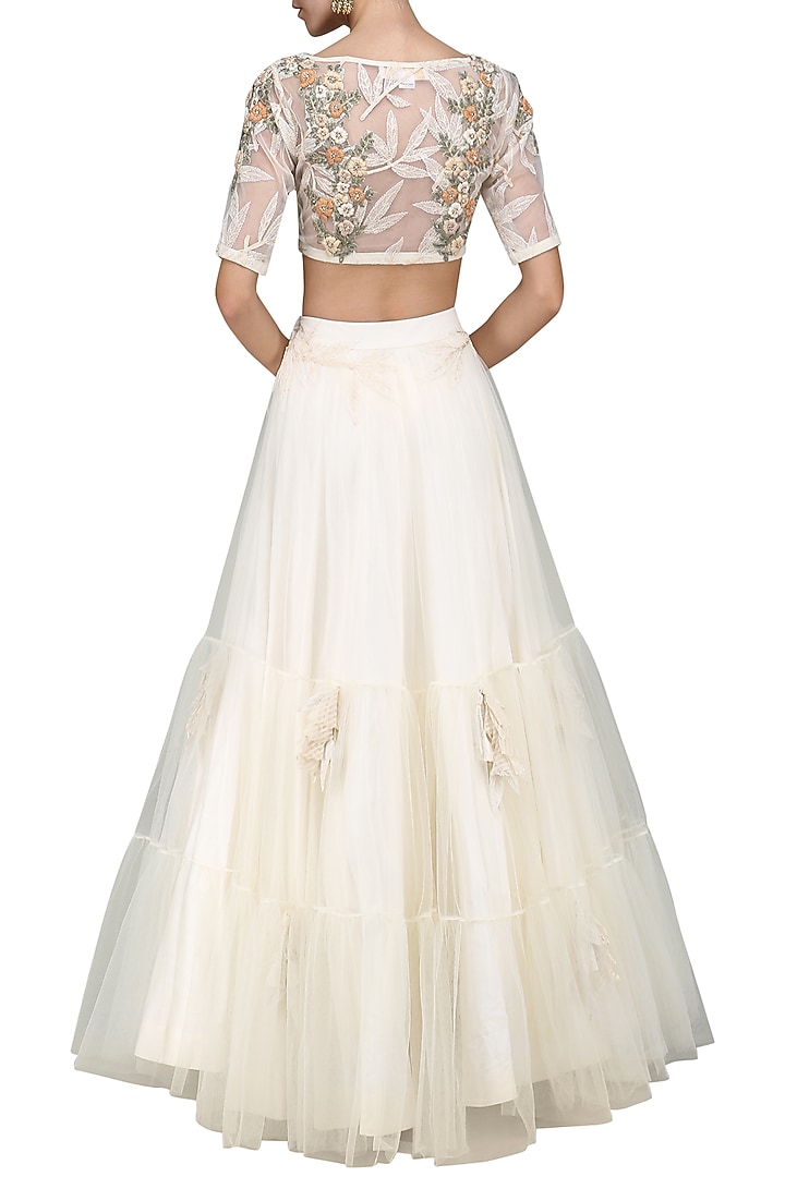 Ivory embroidered lehenga set available only at Pernia's Pop Up Shop.