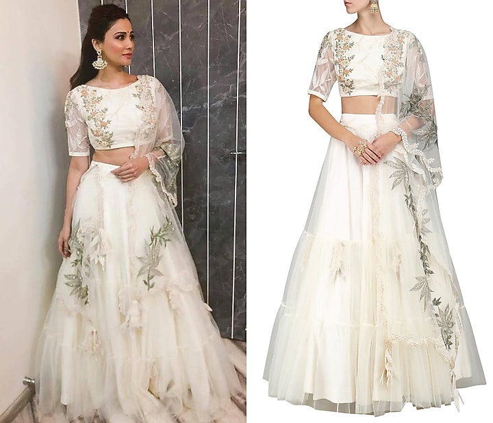 Ivory embroidered lehenga set available only at Pernia's Pop Up Shop.