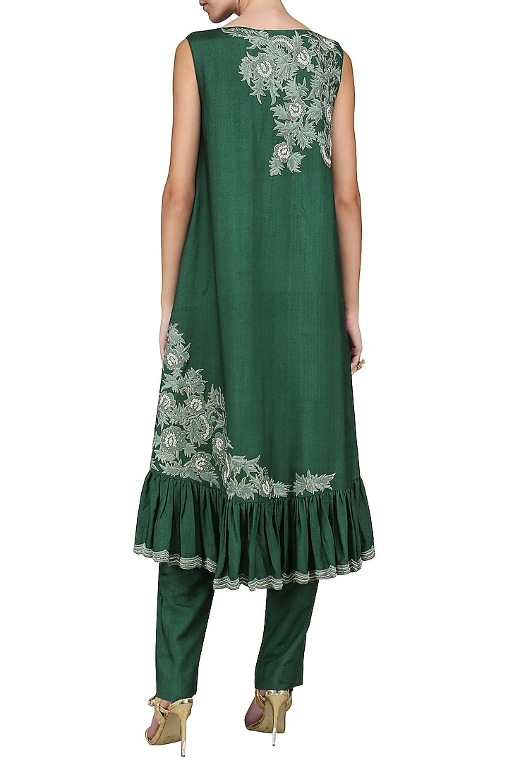 Emerald embroidered kurta with pants available only at Pernia's Pop Up Shop.