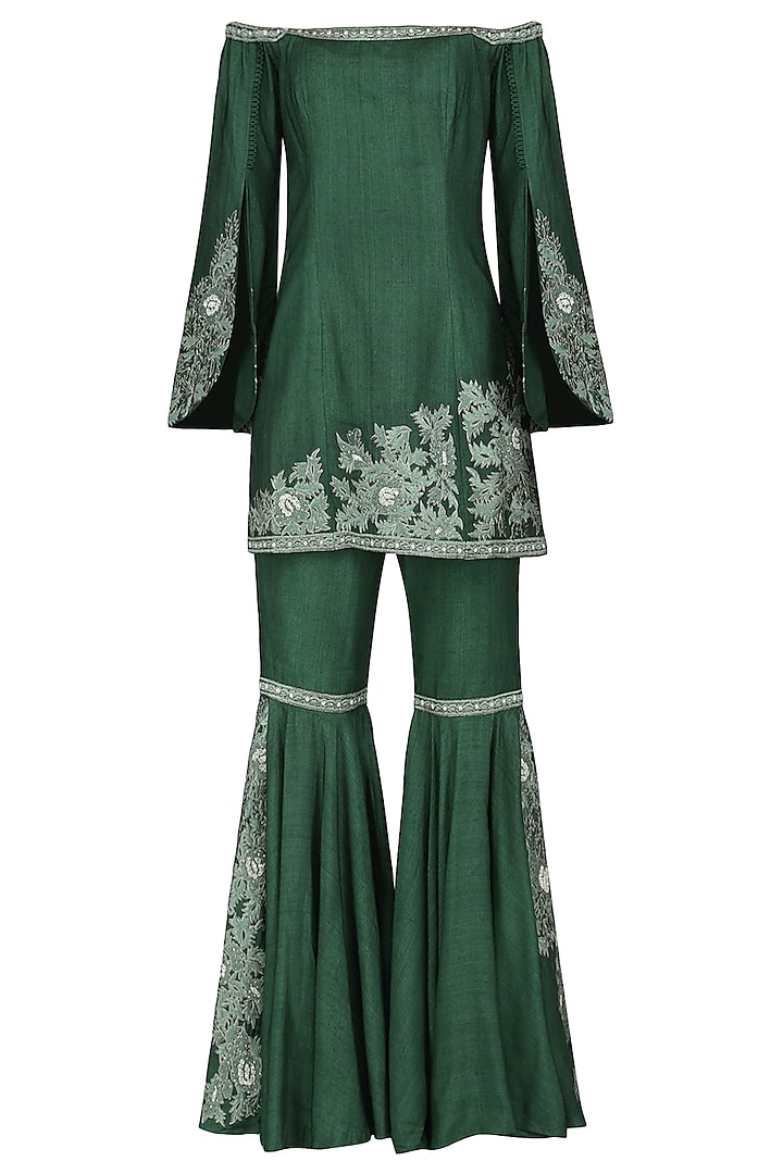 Emerald Embroidered Sharara Set by Sakshi K Relan