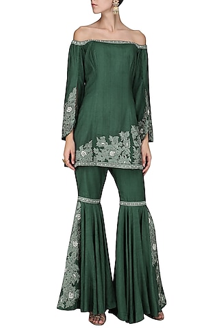 Emerald Embroidered Sharara Set by Sakshi K Relan