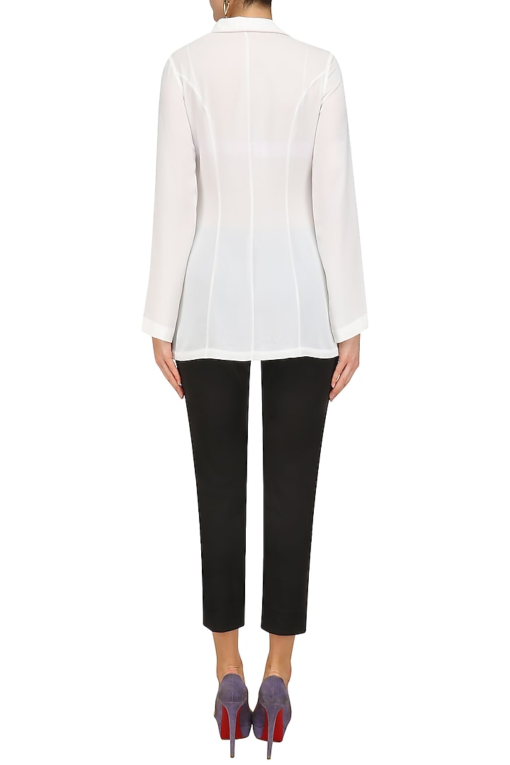 Ivory and lavender embroidered blazer available only at Pernia's Pop Up Shop.