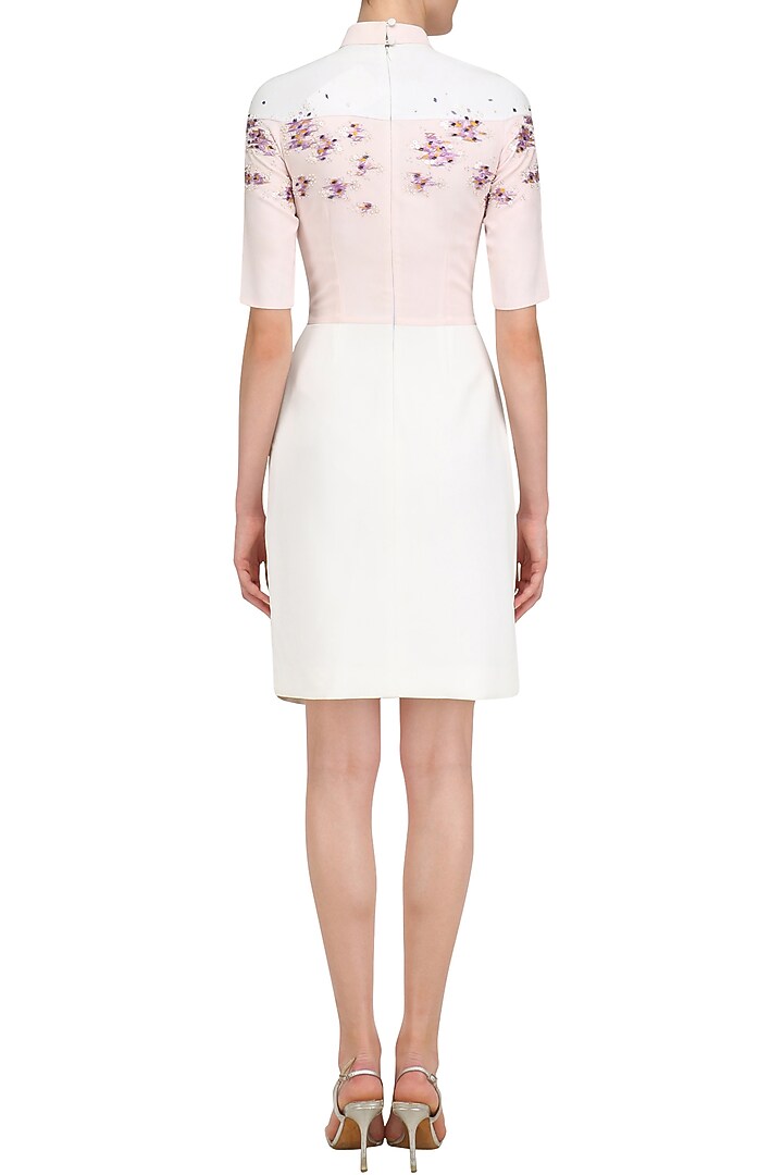 Ivory embroidered peter panel collared dress available only at Pernia's Pop Up Shop.