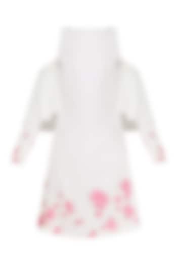 Ivory Cold Shoulder Embroidered Dress by Sakshi K Relan