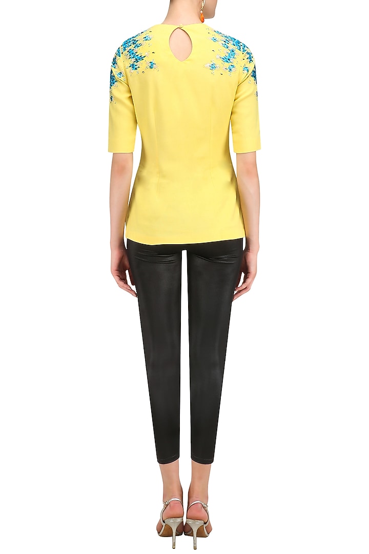 Yellow and blue embroidered top available only at Pernia's Pop Up Shop.