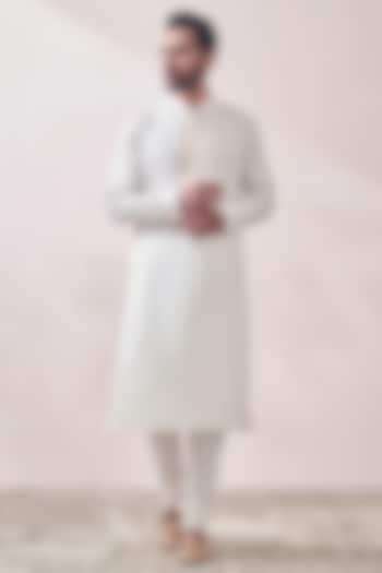 Ivory Jacquard Embroidered Kurta Set by Twamev at Pernia's Pop Up Shop