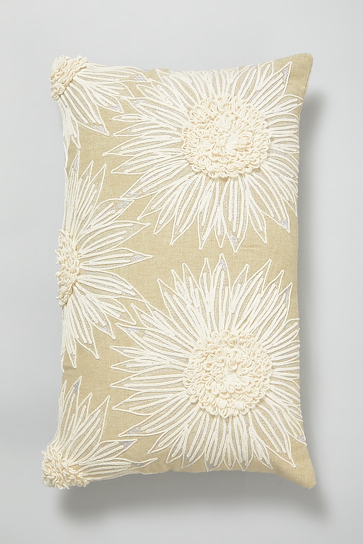 Natural Beige Embroidered Cushion Cover by Skyyliving