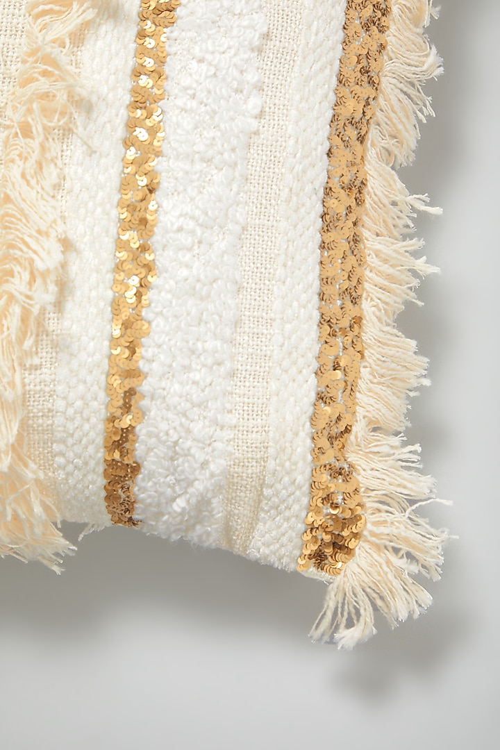 Cream & Gold Woven Cushion Cover by Skyyliving at Pernia's Pop Up Shop