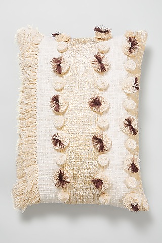 Cream & Gold Textured Cushion Cover by Skyyliving