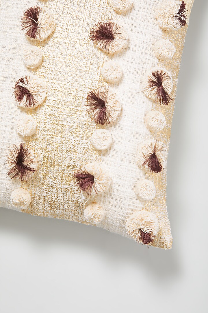 Cream & Gold Textured Cushion Cover by Skyyliving at Pernia's Pop Up Shop