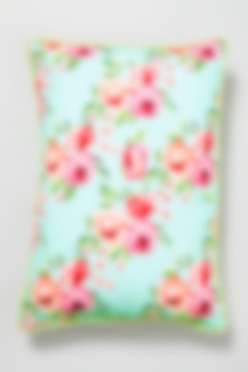 Turquoise Floral Printed Throw Pillow by Skyyliving at Pernia's Pop Up Shop