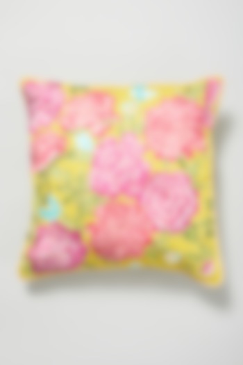 Yellow Embroidered Cushion Cover by Skyyliving at Pernia's Pop Up Shop