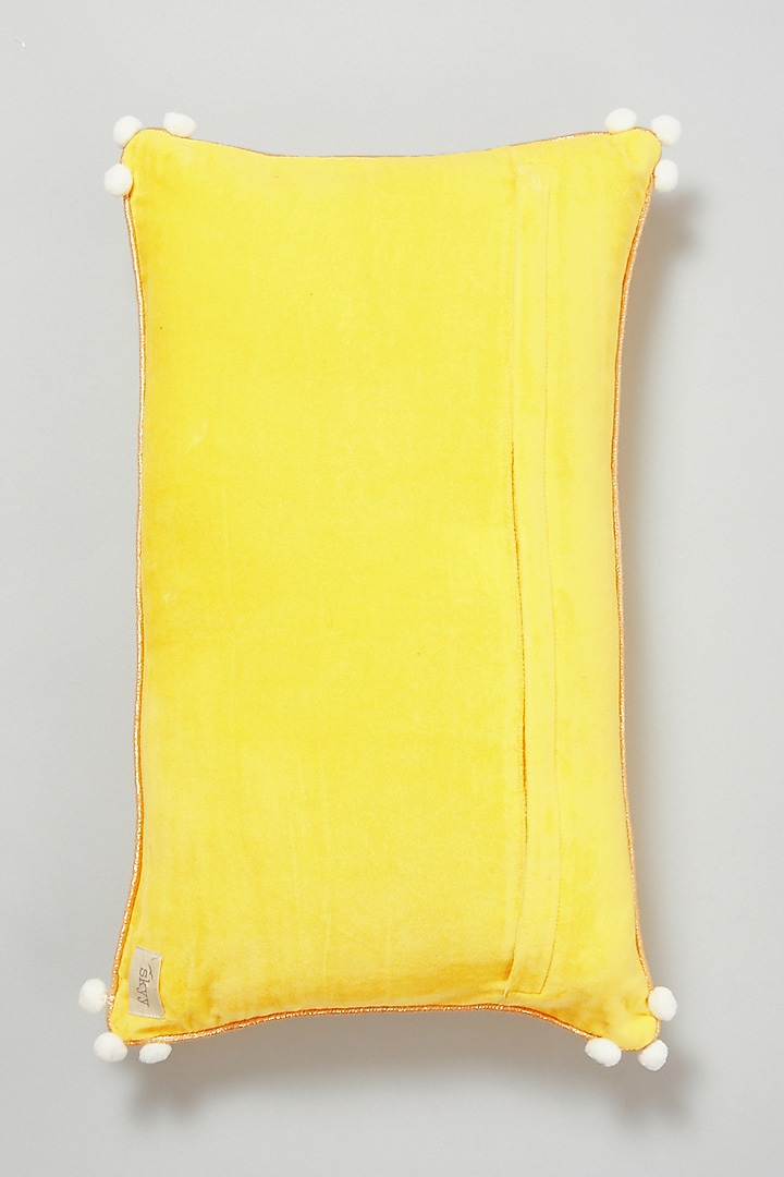 Yellow Printed Cushion Cover by Skyyliving at Pernia's Pop Up Shop