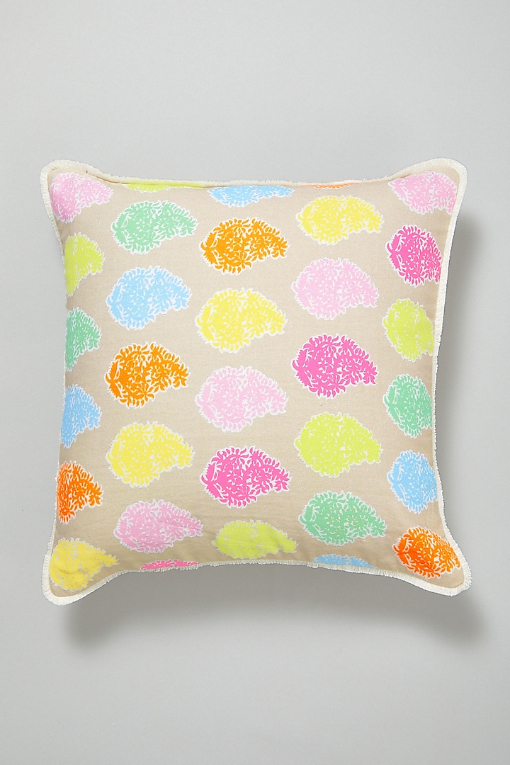 Multi-Colored Block Printed Cushion Cover by Skyyliving at Pernia's Pop Up Shop