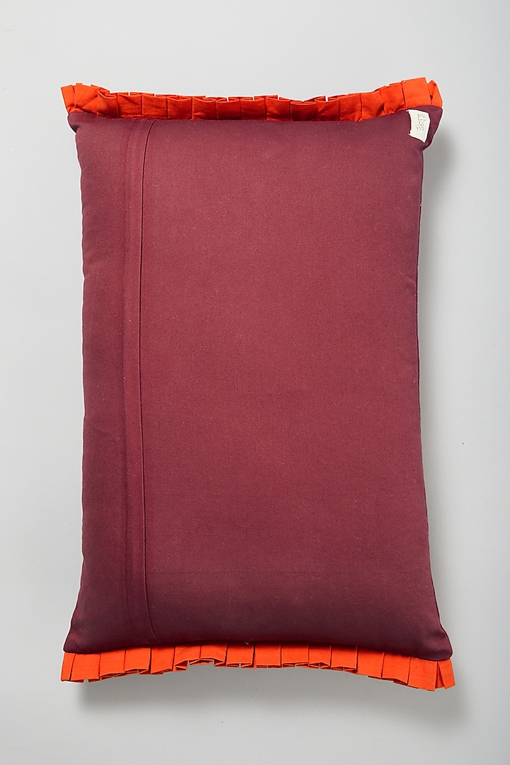Dark Red Embroidered Cushion Cover by Skyyliving at Pernia's Pop Up Shop
