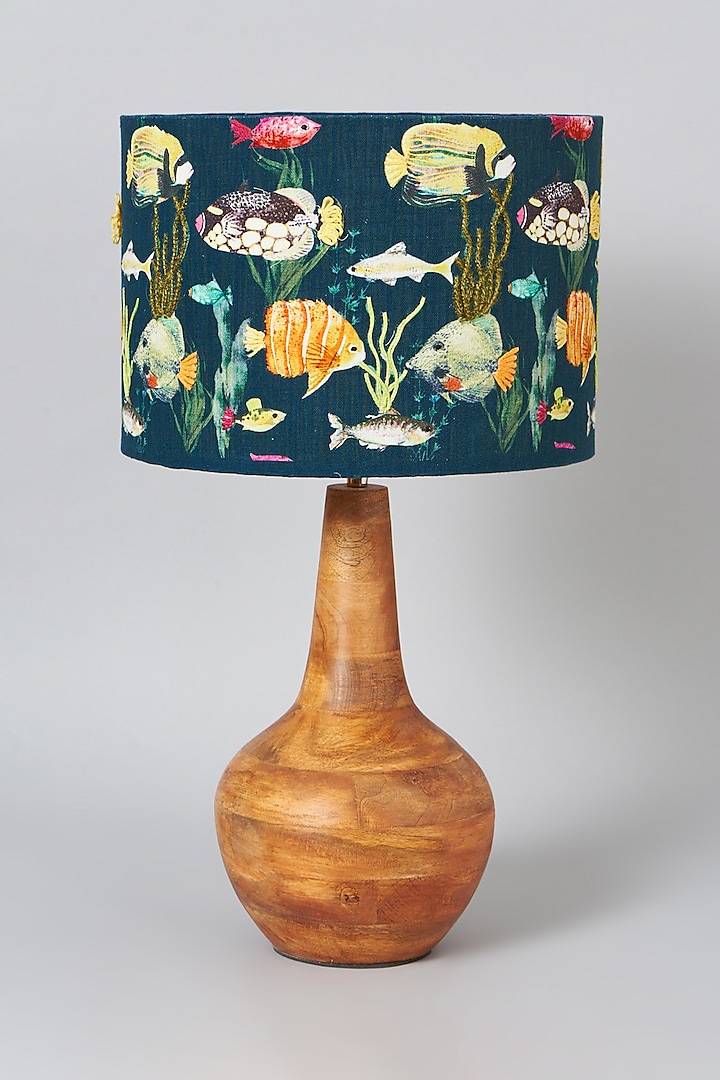 Teal Hand Painted Lampshade by Skyyliving